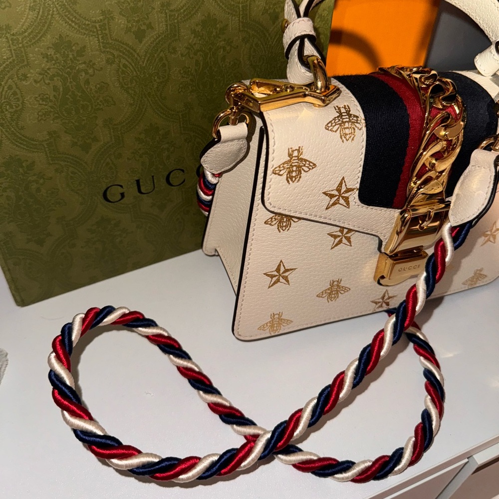 Sylvie Top Handle Bag Printed Leather Mini like NEW - Picture 10 of 11